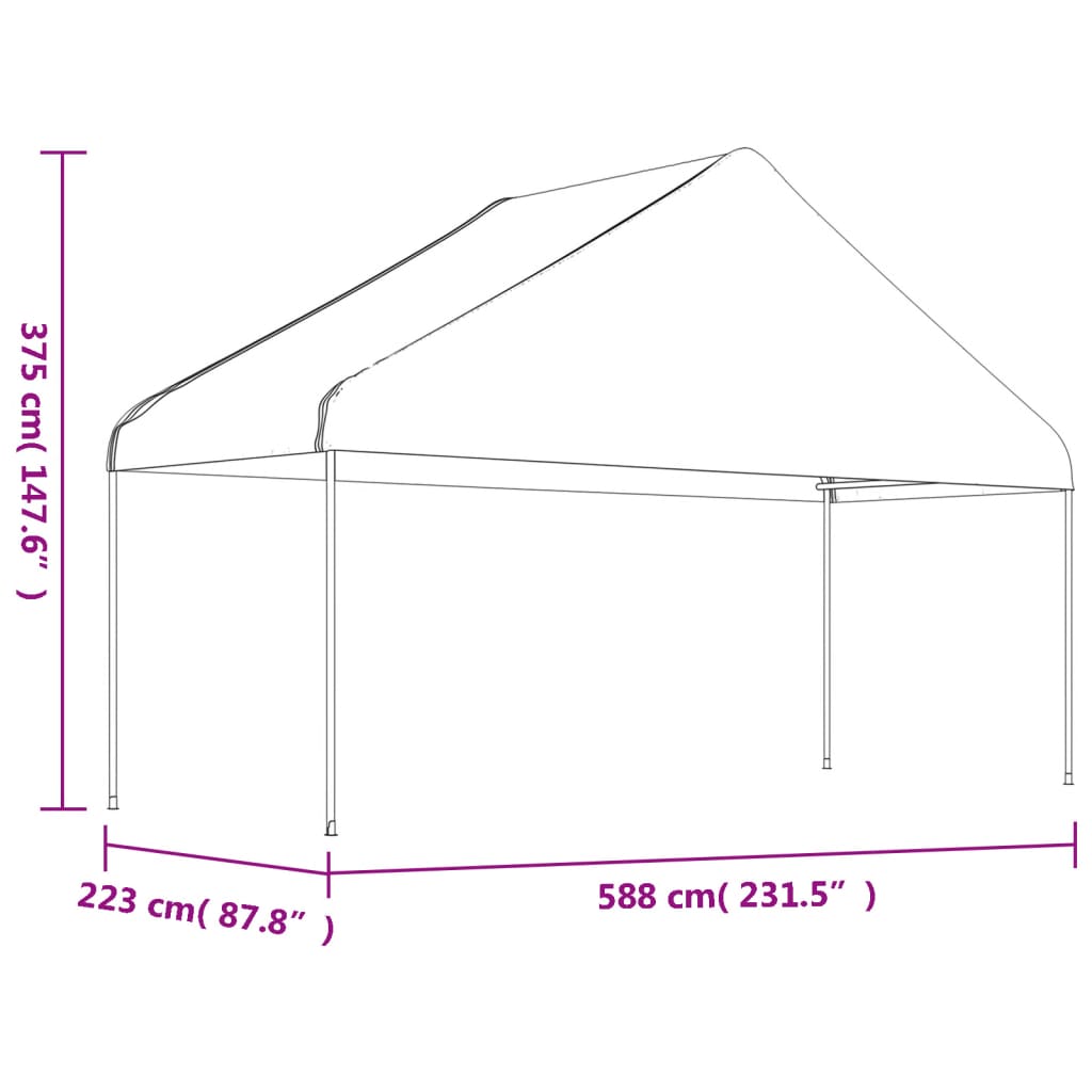 Prieel met dak 8,92x5,88x3,75 m polyetheen wit