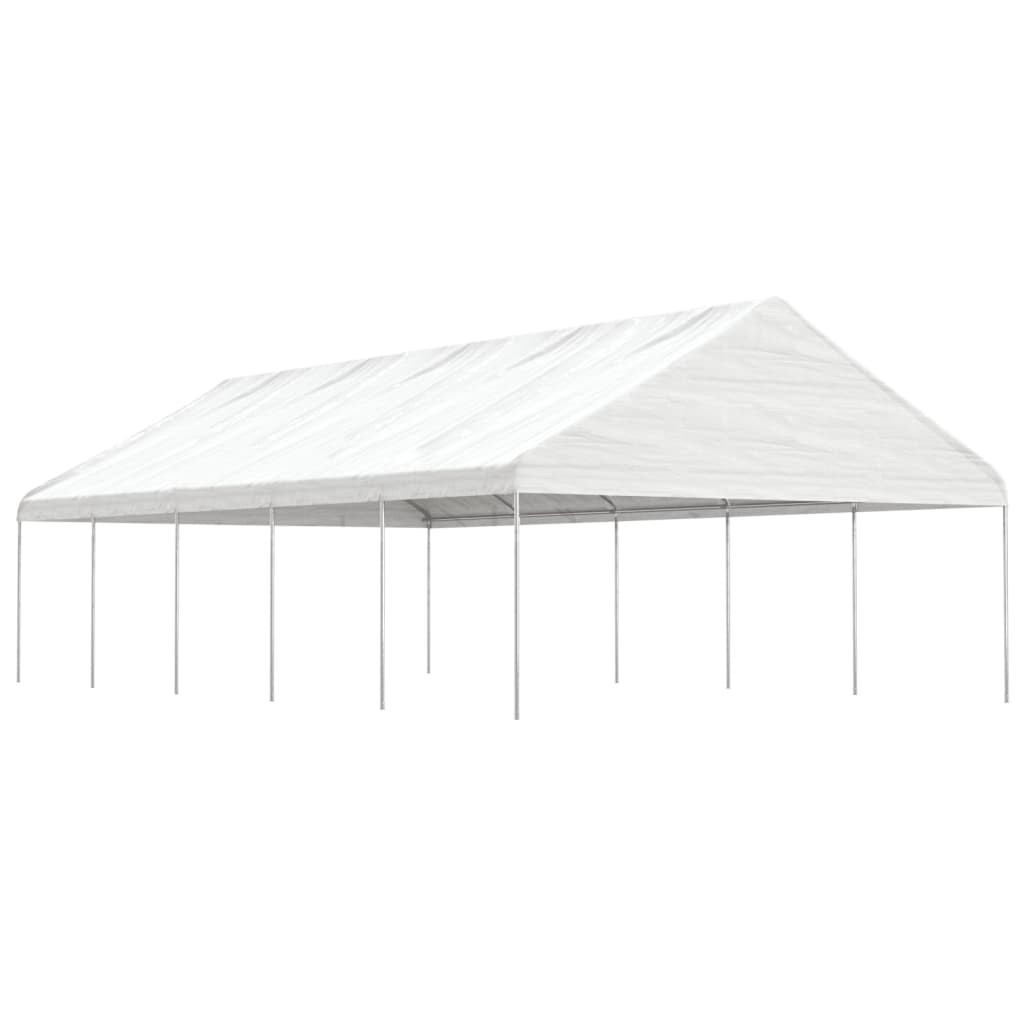 Prieel met dak 8,92x5,88x3,75 m polyetheen wit