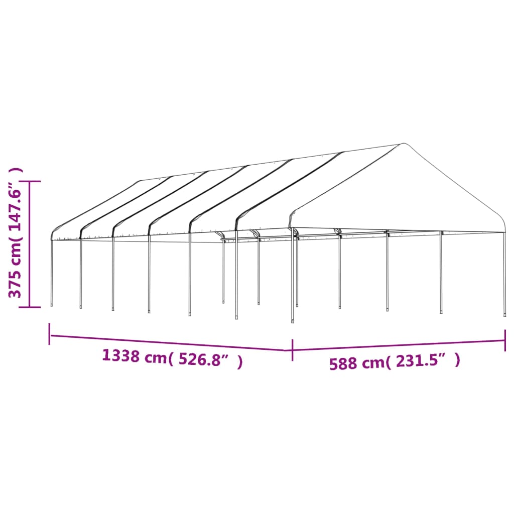 Prieel met dak 8,92x5,88x3,75 m polyetheen wit