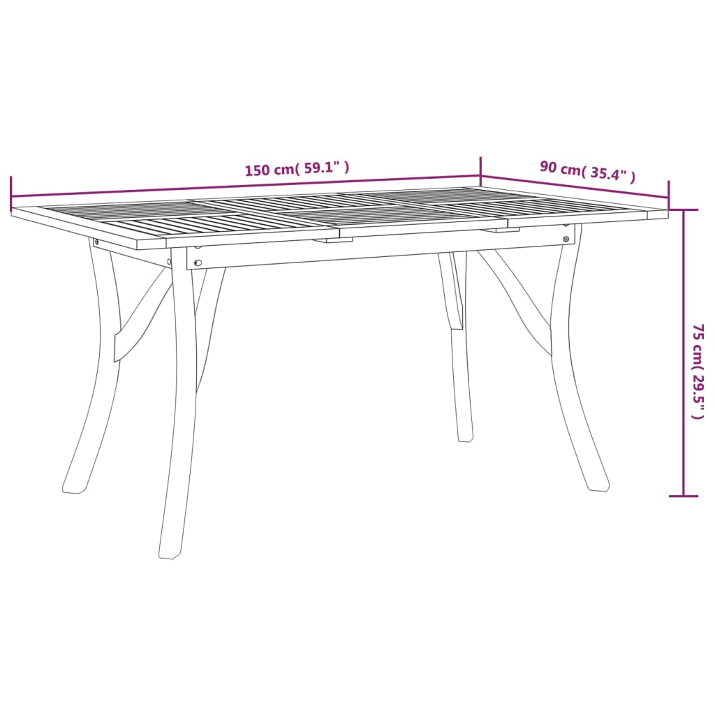 Tuintafel 200x90x75 cm massief acaciahout