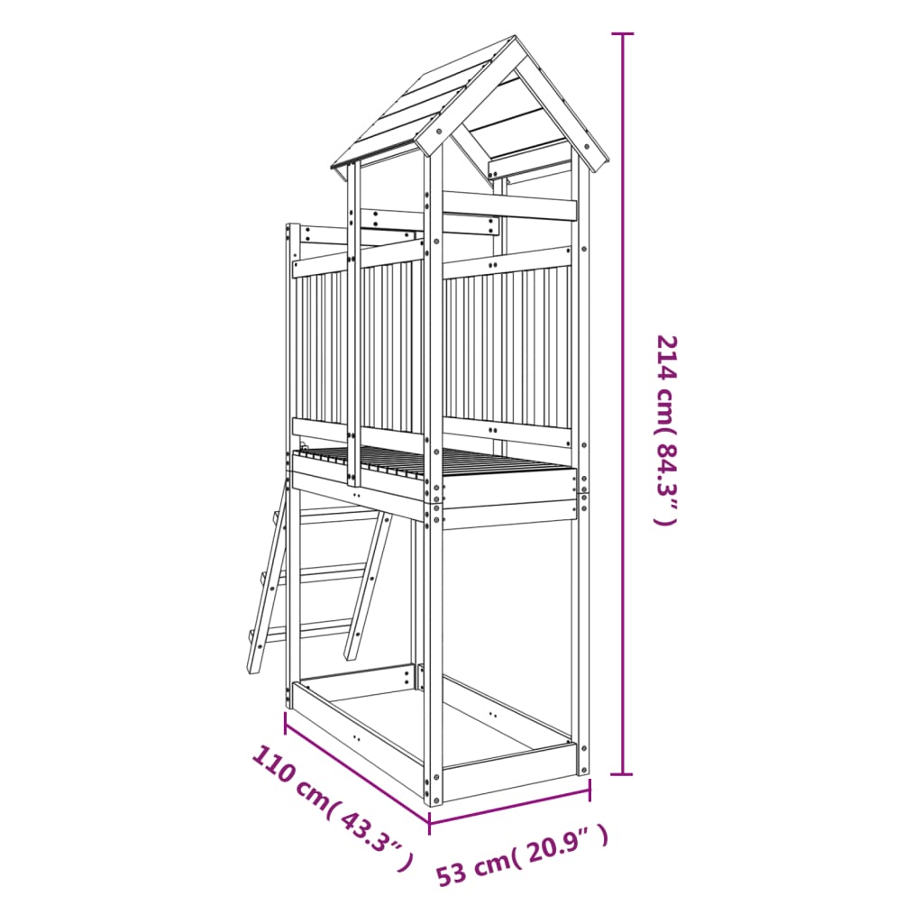 Speelhuis 53x110x214 cm massief grenenhout