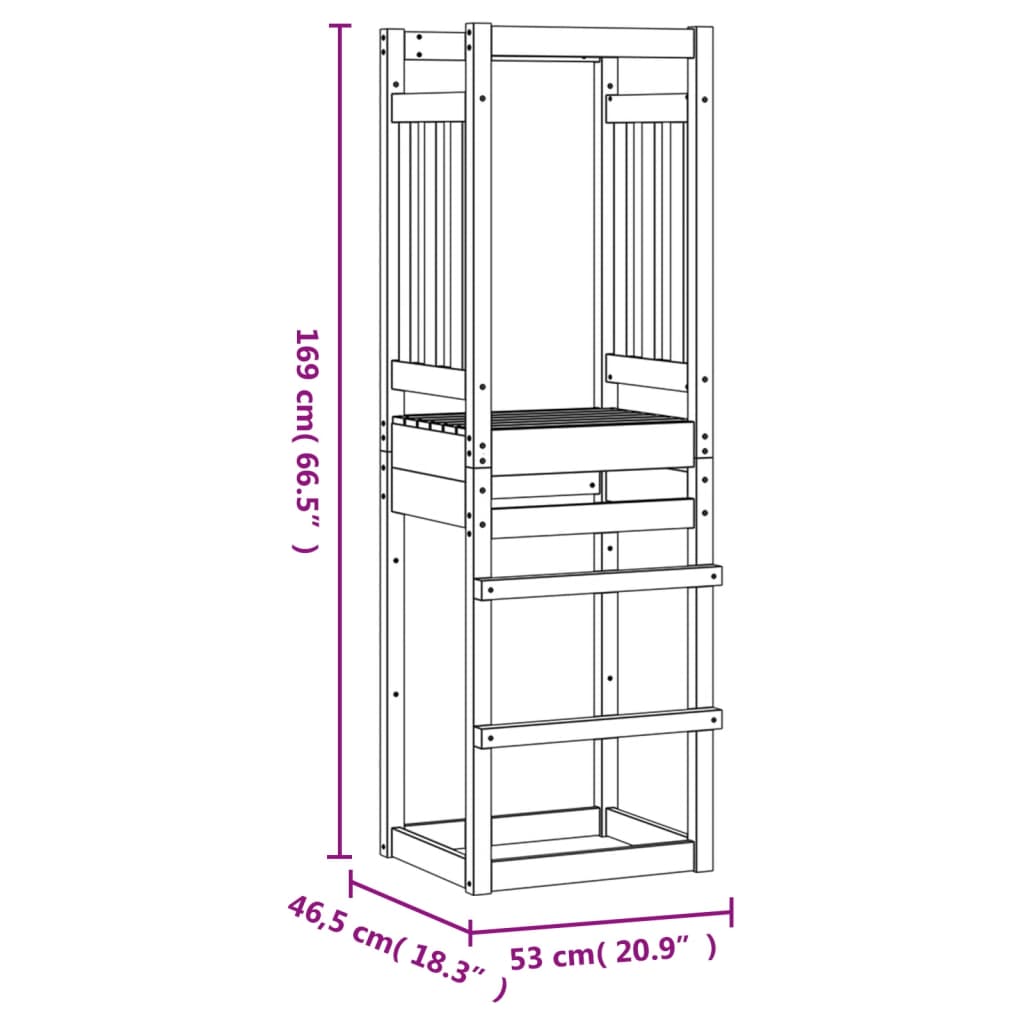 Speeltoren 53x46,5x169 cm massief grenenhout