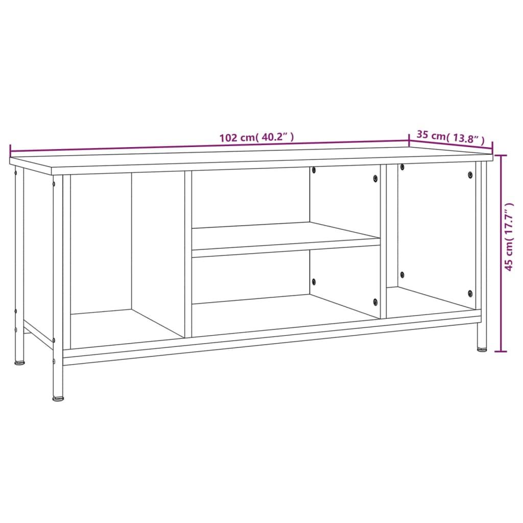 Tv-meubel 102x35x45 cm bewerkt hout eikenkleurig