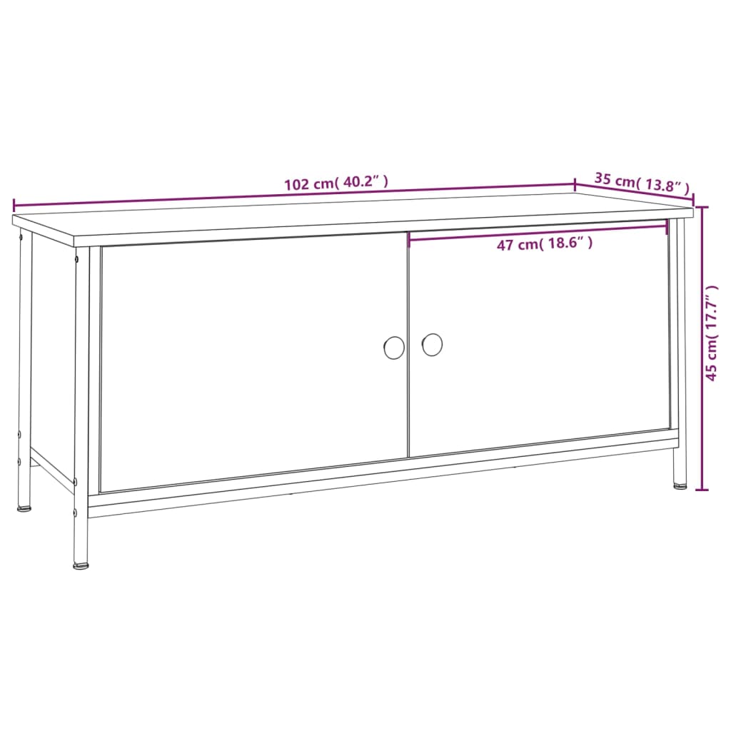 Tv-meubel met deuren 60x35x45 cm bewerkt hout