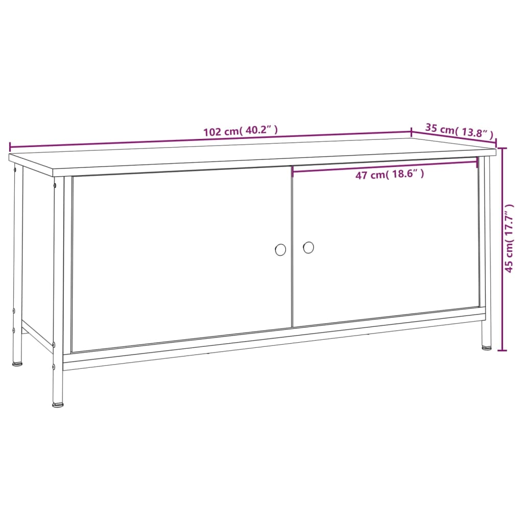 Tv-meubel met deuren 60x35x45 cm bewerkt hout