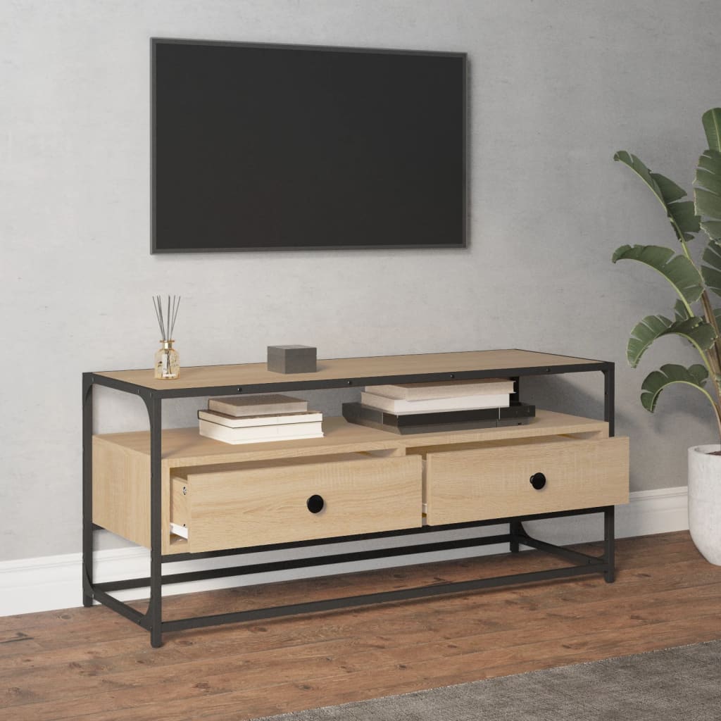 Tv-meubel 100x35x45 cm bewerkt hout eikenkleurig