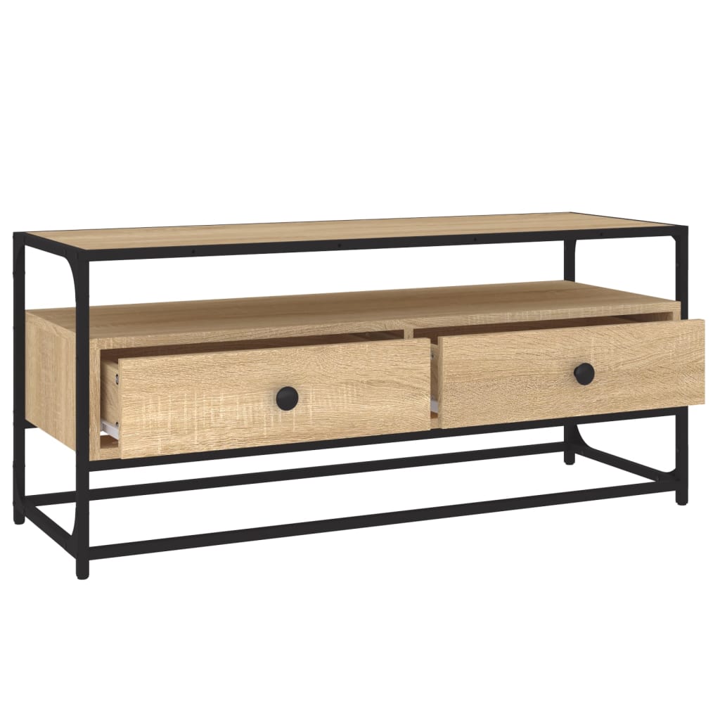 Tv-meubel 100x35x45 cm bewerkt hout eikenkleurig