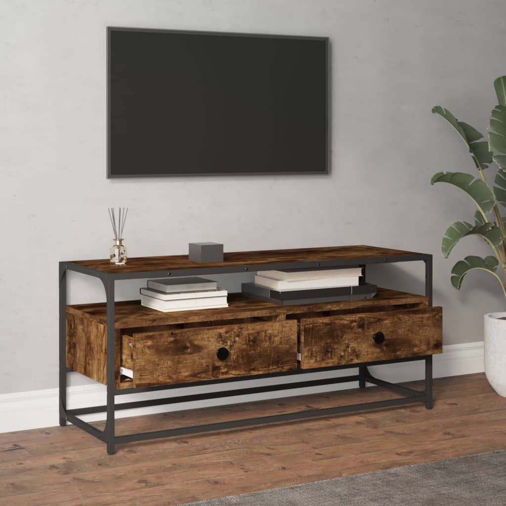 Tv-meubel 100x35x45 cm bewerkt hout eikenkleurig