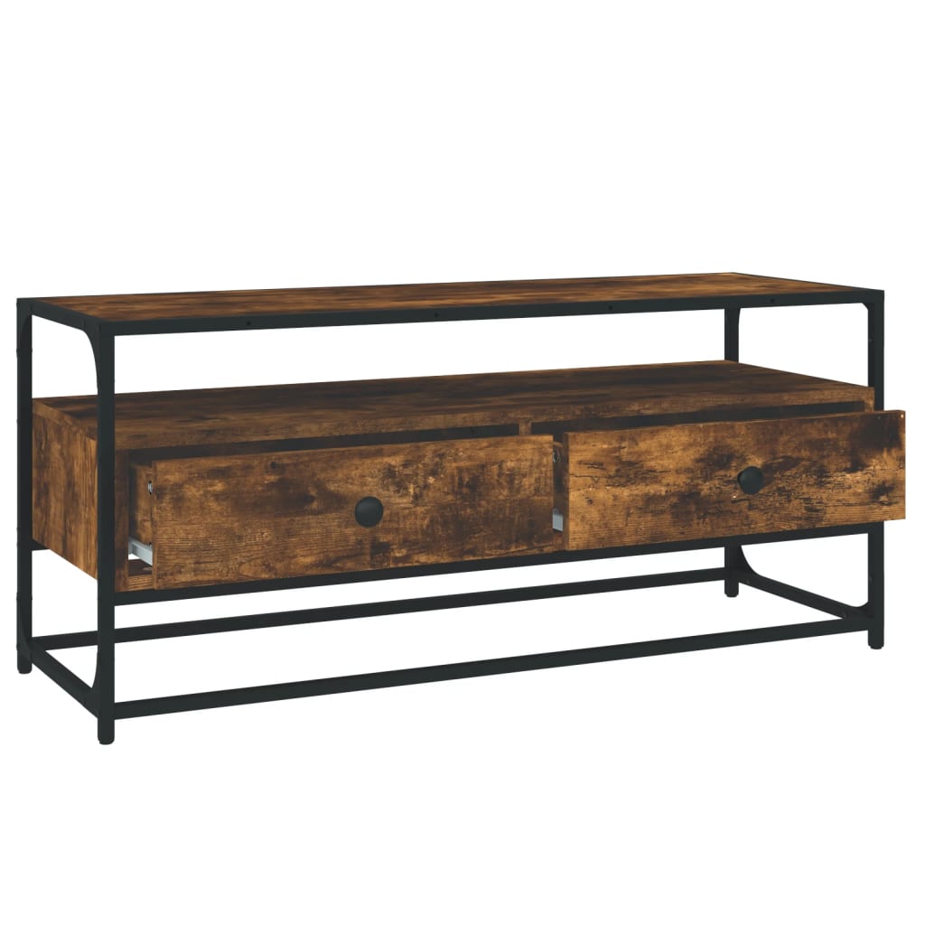 Tv-meubel 100x35x45 cm bewerkt hout eikenkleurig