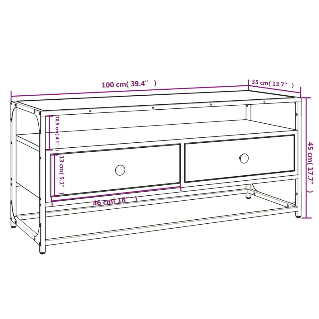 Tv-meubel 80x35x45 cm bewerkt hout sonoma eikenkleurig