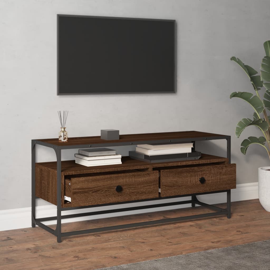 Tv-meubel 100x35x45 cm bewerkt hout eikenkleurig