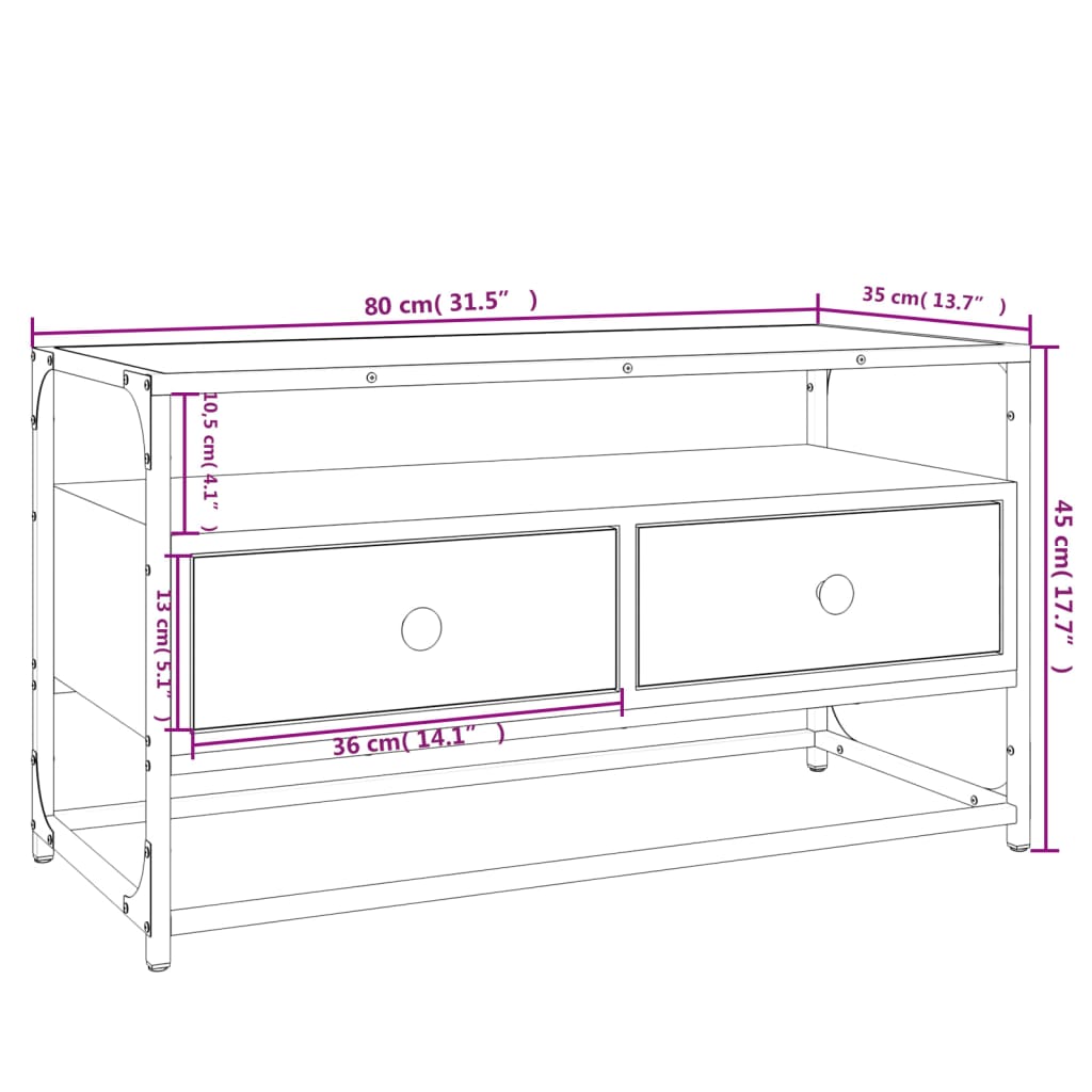 Tv-meubel 100x35x45 cm bewerkt hout eikenkleurig