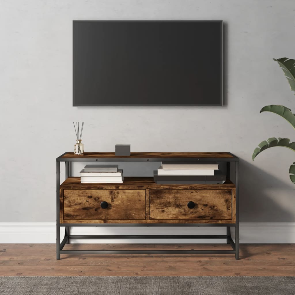 Tv-meubel 100x35x45 cm bewerkt hout eikenkleurig