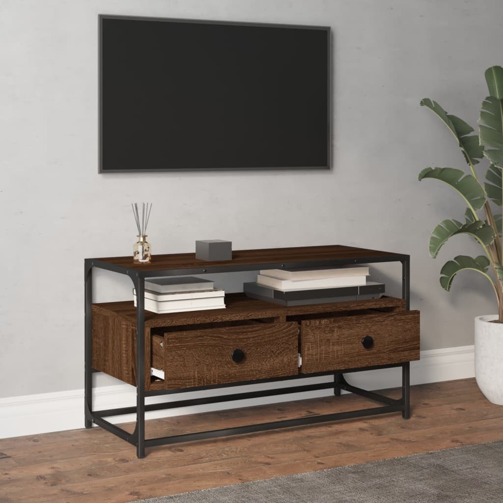 Tv-meubel 100x35x45 cm bewerkt hout eikenkleurig