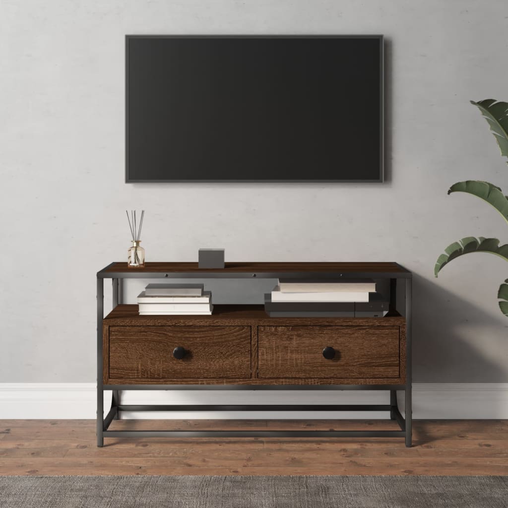 Tv-meubel 100x35x45 cm bewerkt hout eikenkleurig