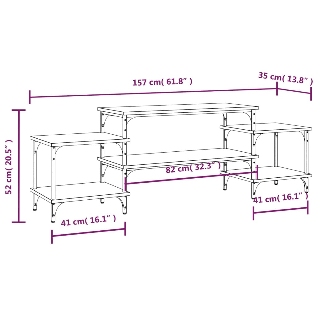 Tv-meubel 157x35x52 cm bewerkt hout eikenkleurig