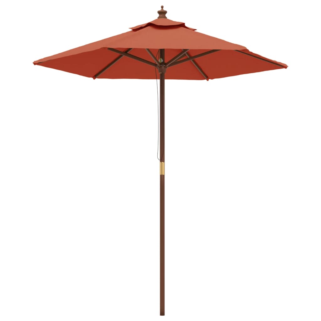 Parasol met houten paal 196x231 cm terracottakleurig