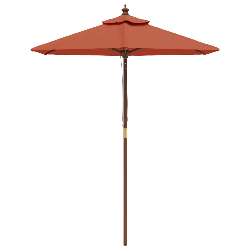 Parasol met houten paal 196x231 cm terracottakleurig