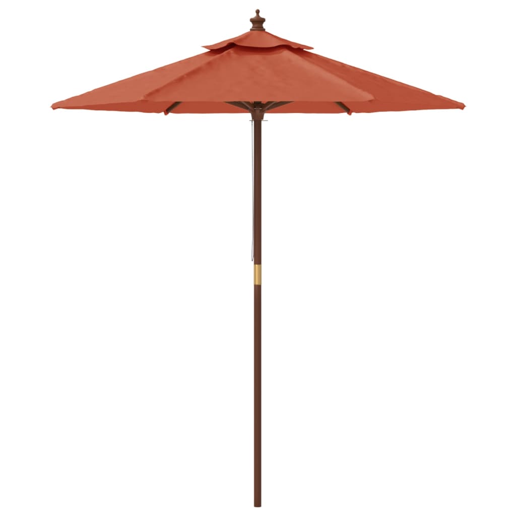 Parasol met houten paal 196x231 cm terracottakleurig