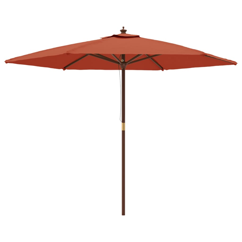 Parasol met houten paal 299x240 cm terracottakleurig