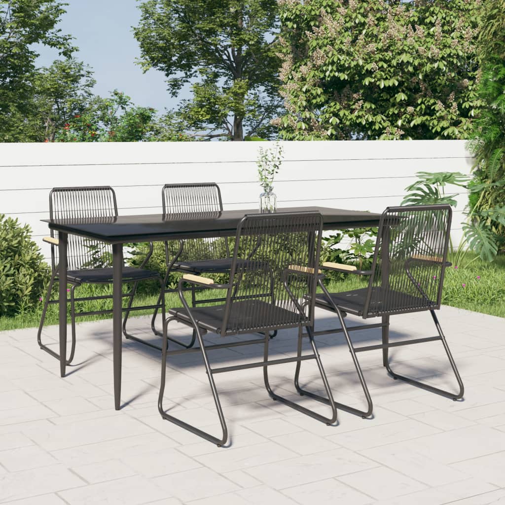 3-delige Tuinset PVC-rattan zwart