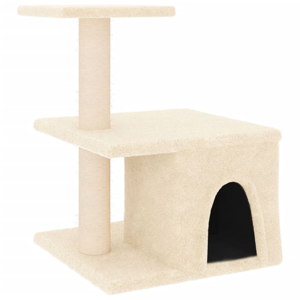 Kattenmeubel met sisal krabpalen 48 cm crèmekleurig