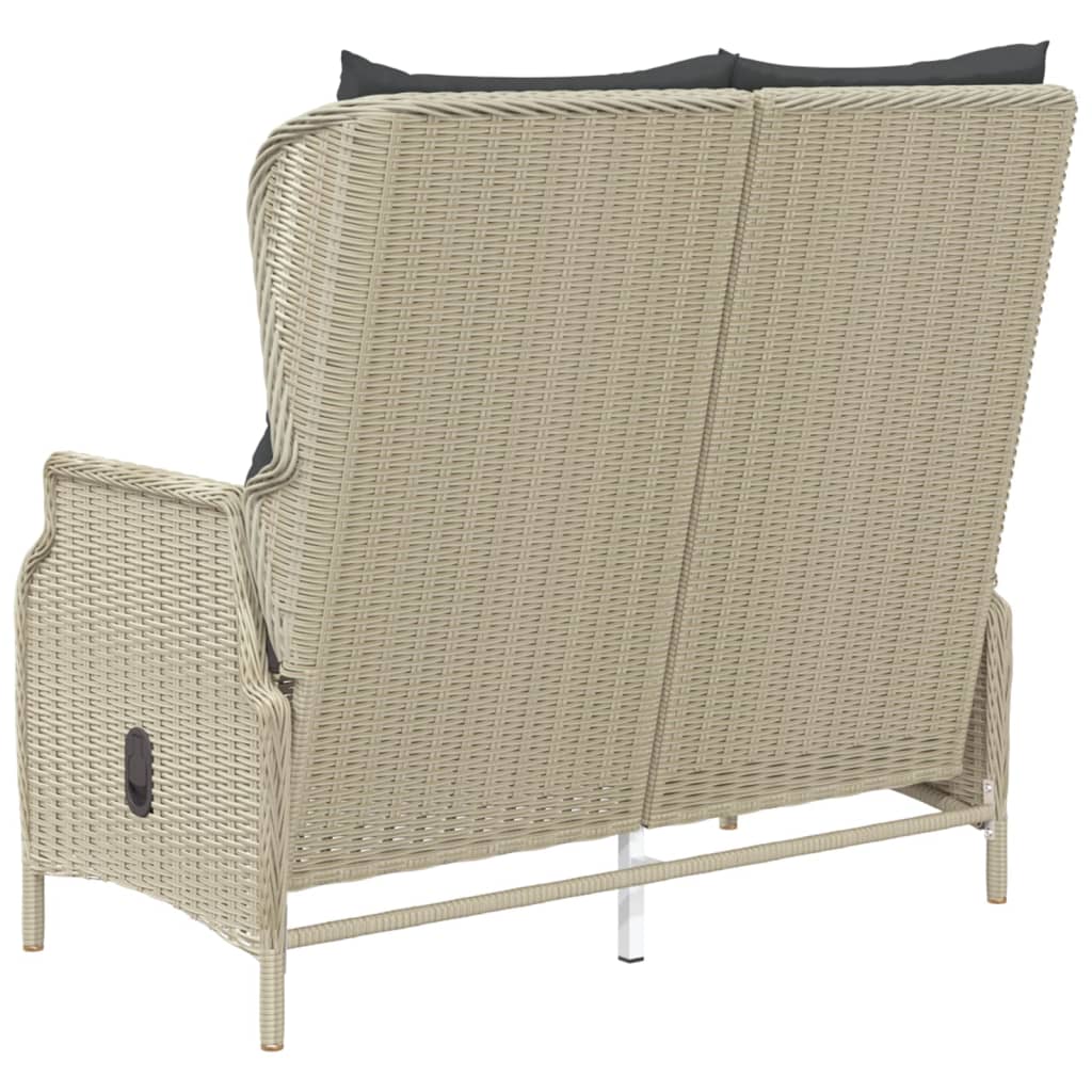 Tuinbank 2-zits met kussens poly rattan