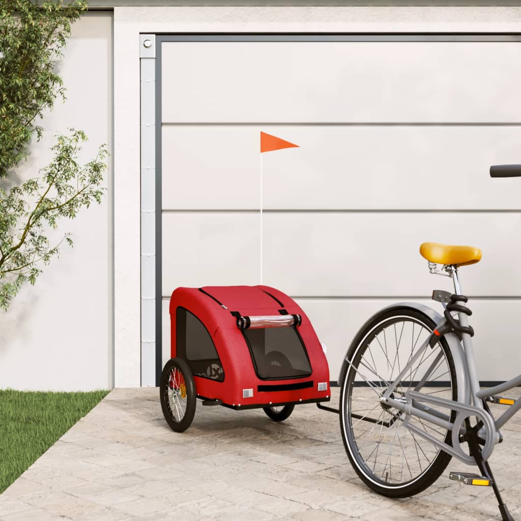 Hondenfietstrailer oxford stof en ijzer oranje