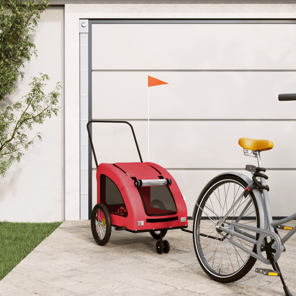 Hondenfietstrailer oxford stof en ijzer oranje