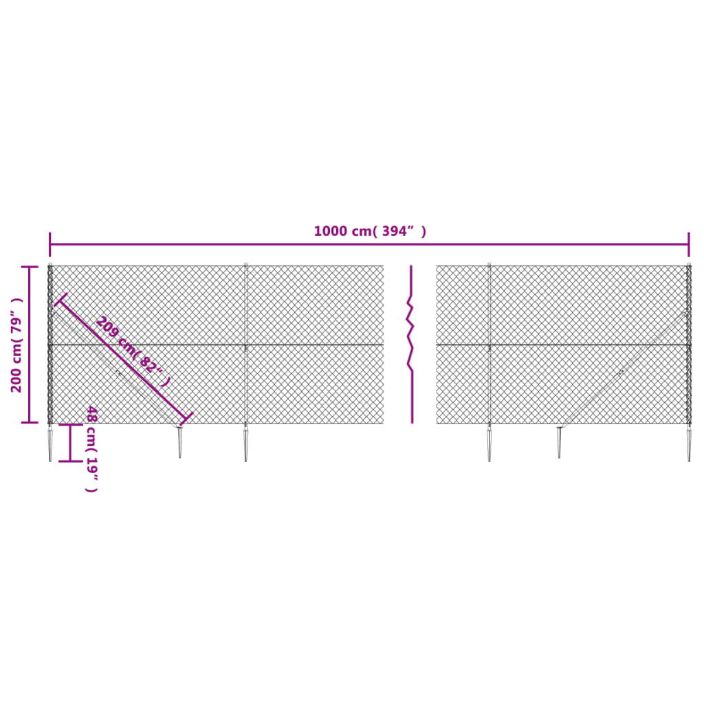 Gaashek met grondankers 0,8x25 m