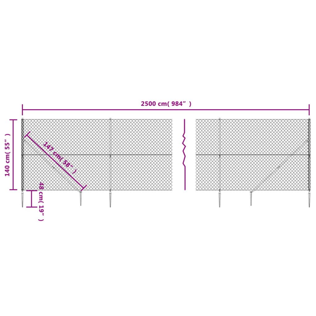 Gaashek met grondankers 0,8x25 m