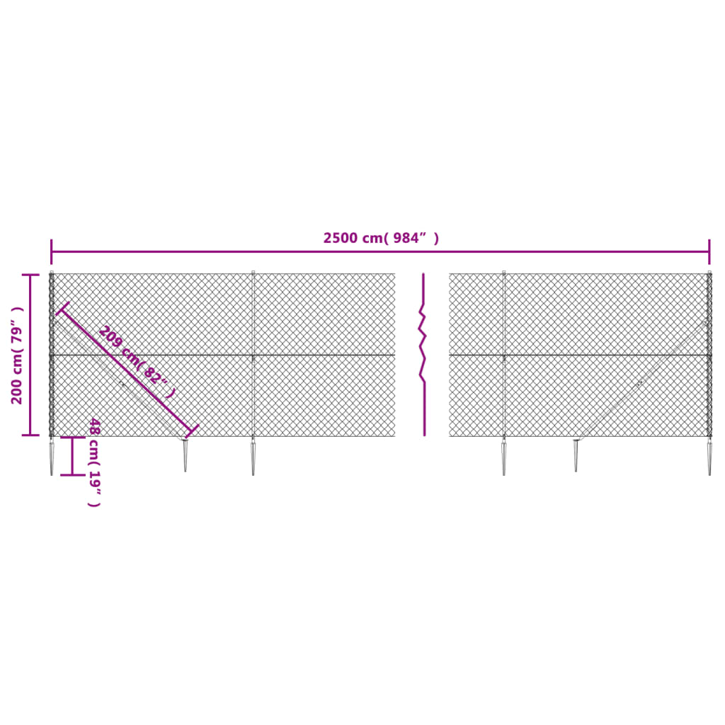 Gaashek met grondankers 0,8x25 m