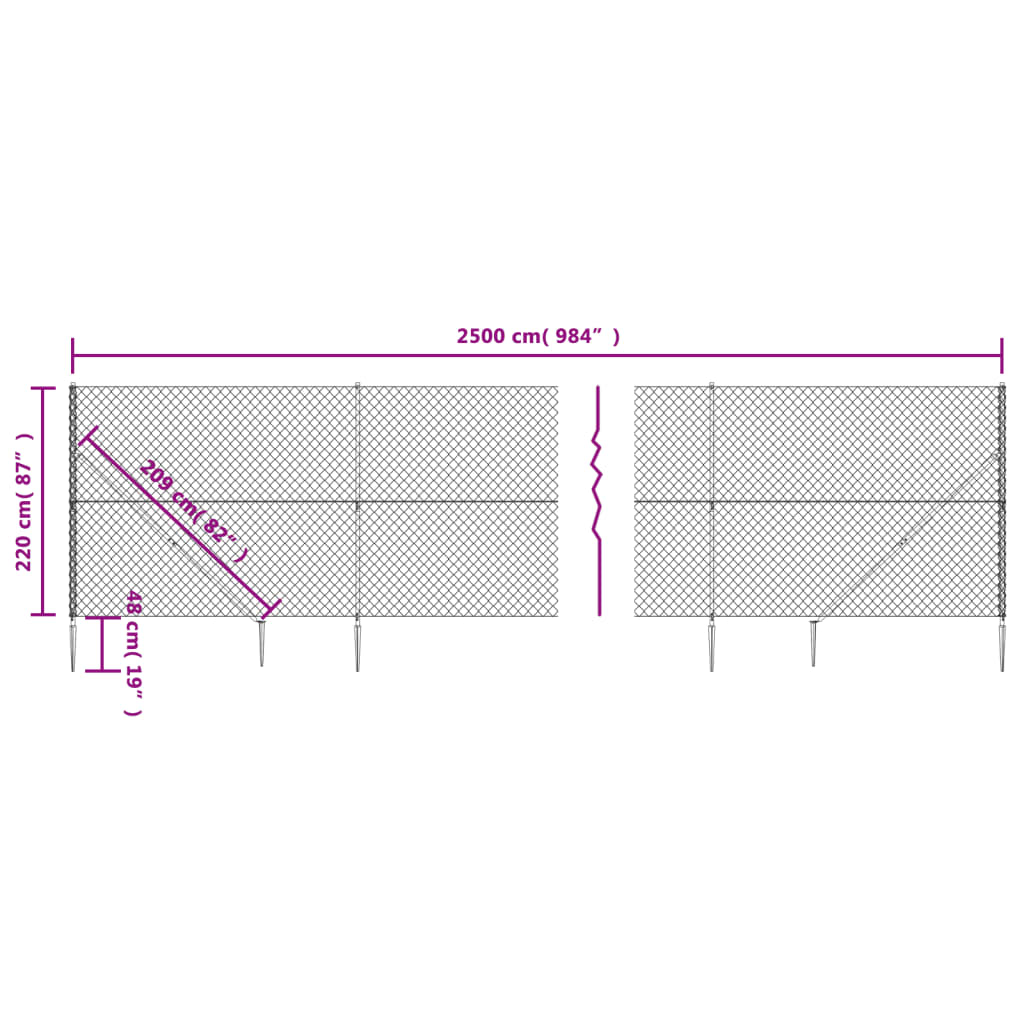 Gaashek met grondankers 0,8x25 m