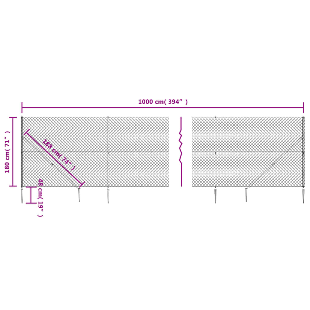 Gaashek met grondankers 0,8x25 m