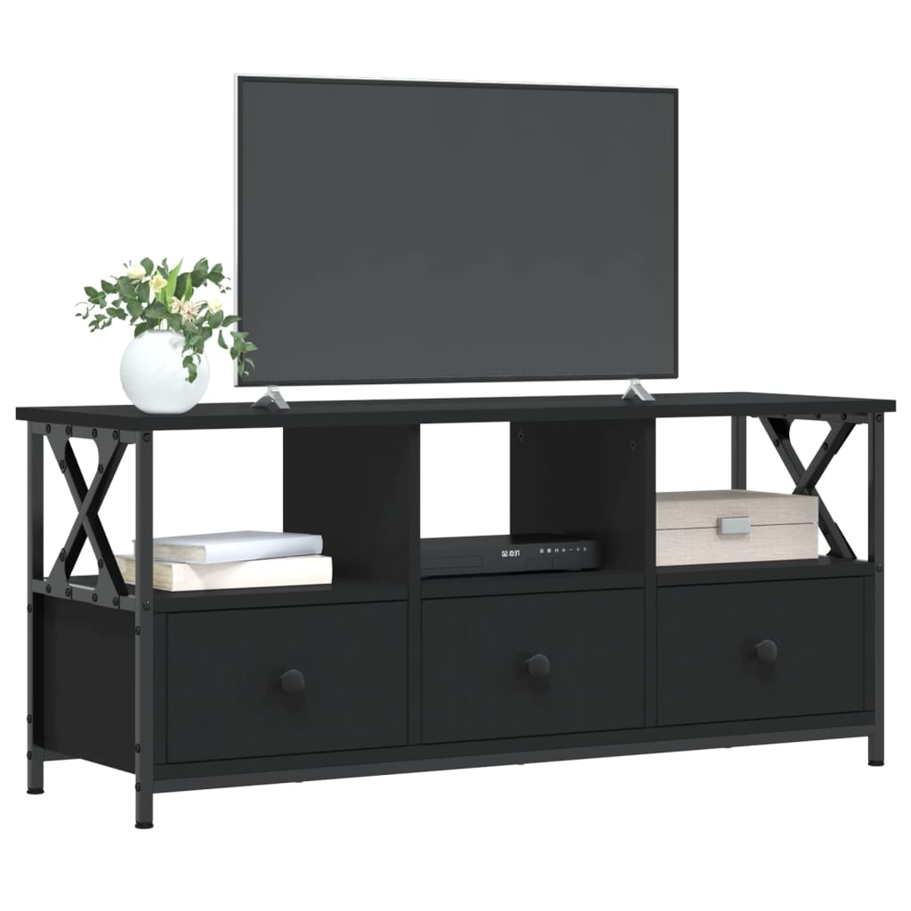 Tv-meubel 90x33x45 cm bewerkt hout en ijzer bruin eikenkleur