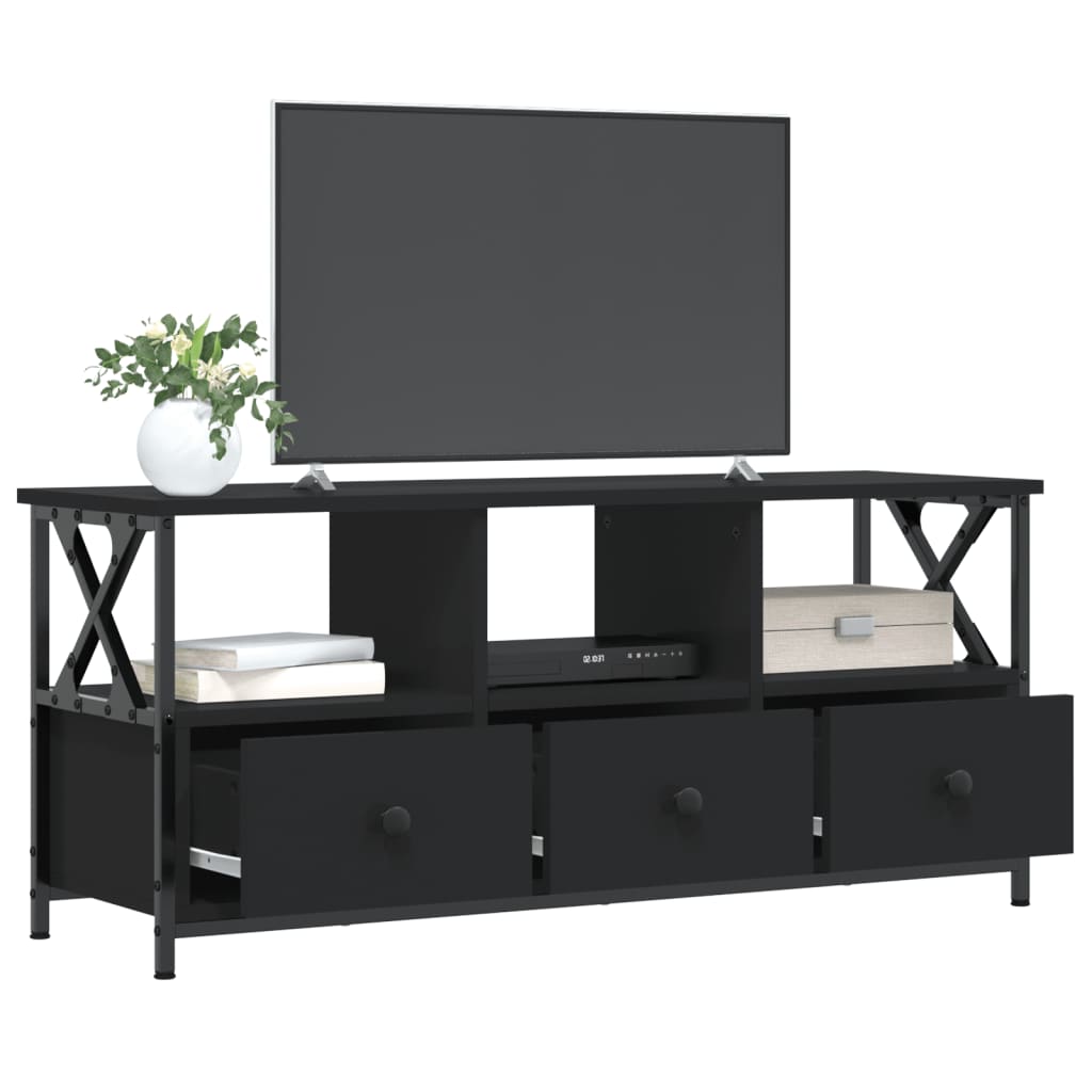 Tv-meubel 90x33x45 cm bewerkt hout en ijzer bruin eikenkleur