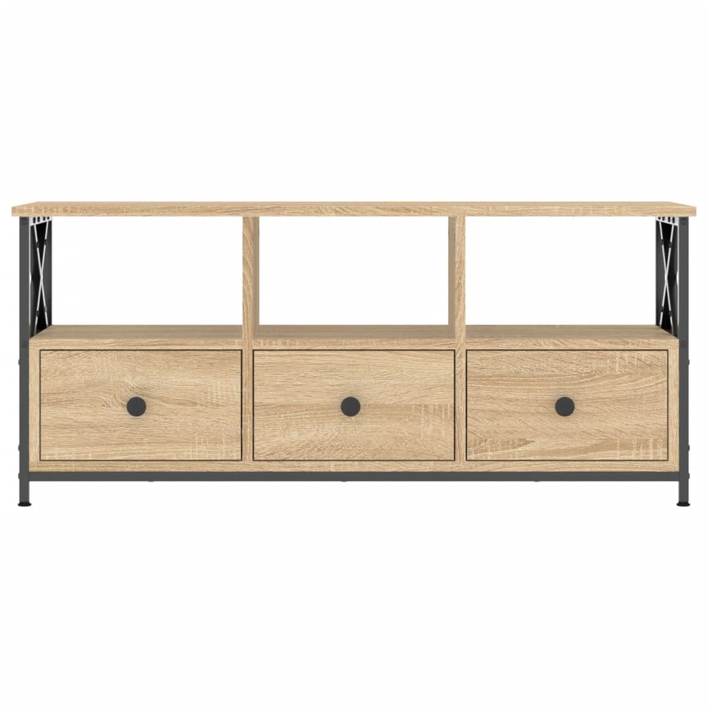 Tv-meubel 102x33x45 cm bewerkt hout en ijzer eikenkleur