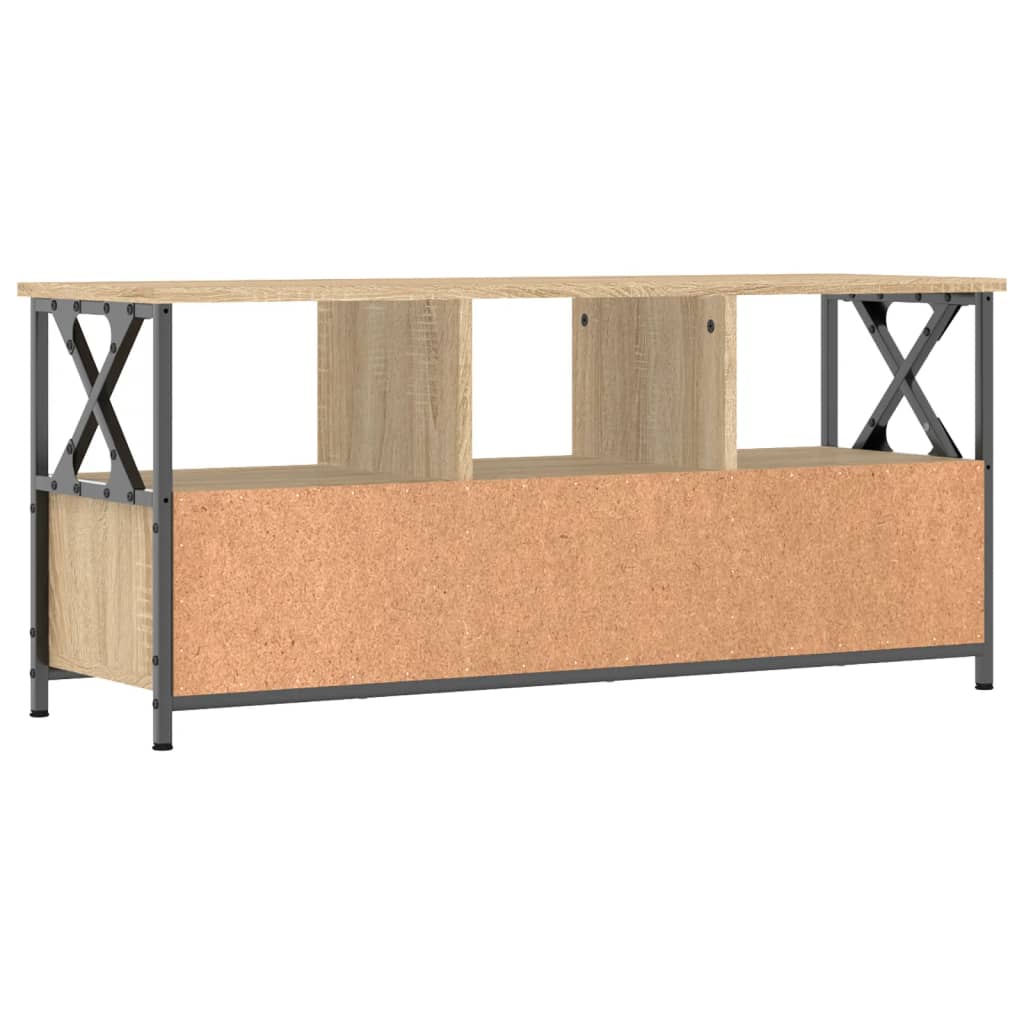 Tv-meubel 102x33x45 cm bewerkt hout en ijzer eikenkleur