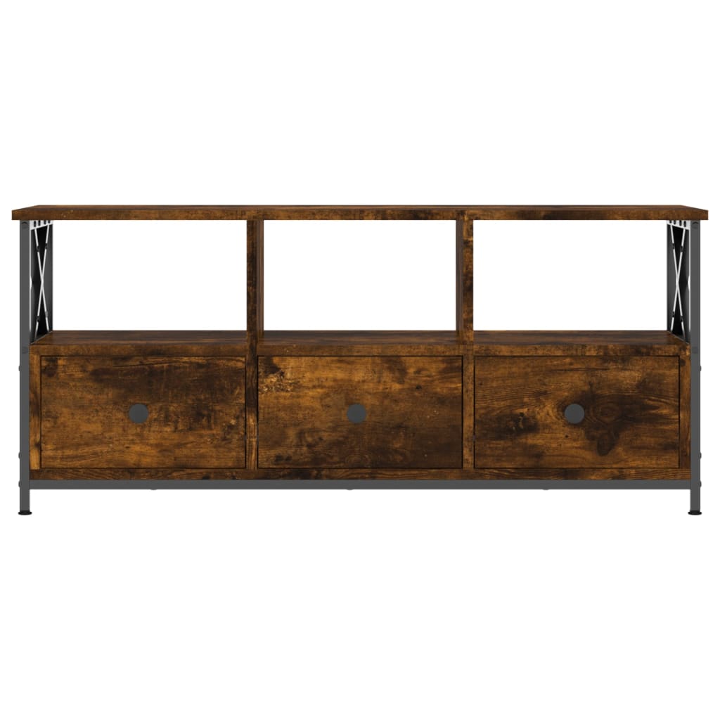 Tv-meubel 90x33x45 cm bewerkt hout en ijzer bruin eikenkleur