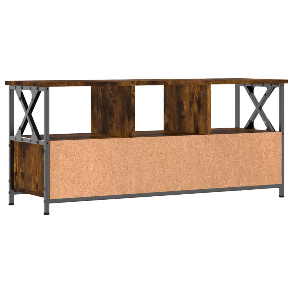 Tv-meubel 90x33x45 cm bewerkt hout en ijzer bruin eikenkleur