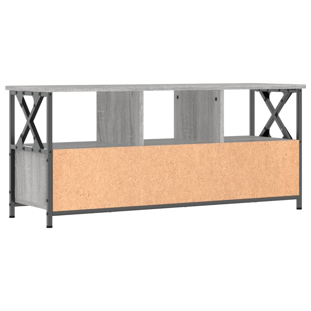 Tv-meubel 90x33x45 cm bewerkt hout en ijzer bruin eikenkleur