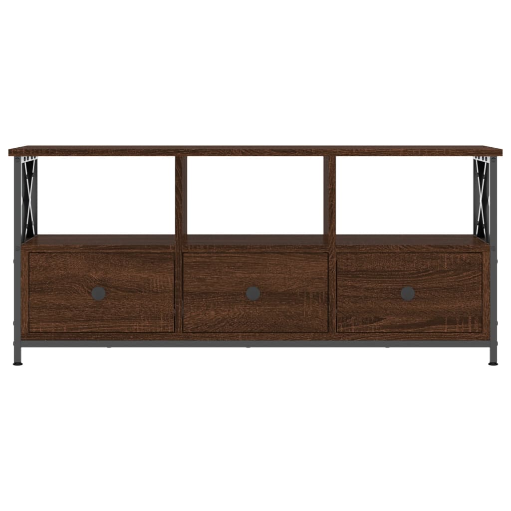 Tv-meubel 90x33x45 cm bewerkt hout en ijzer bruin eikenkleur