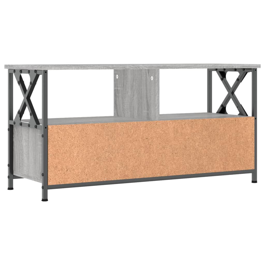 Tv-meubel 102x33x45 cm bewerkt hout en ijzer eikenkleur