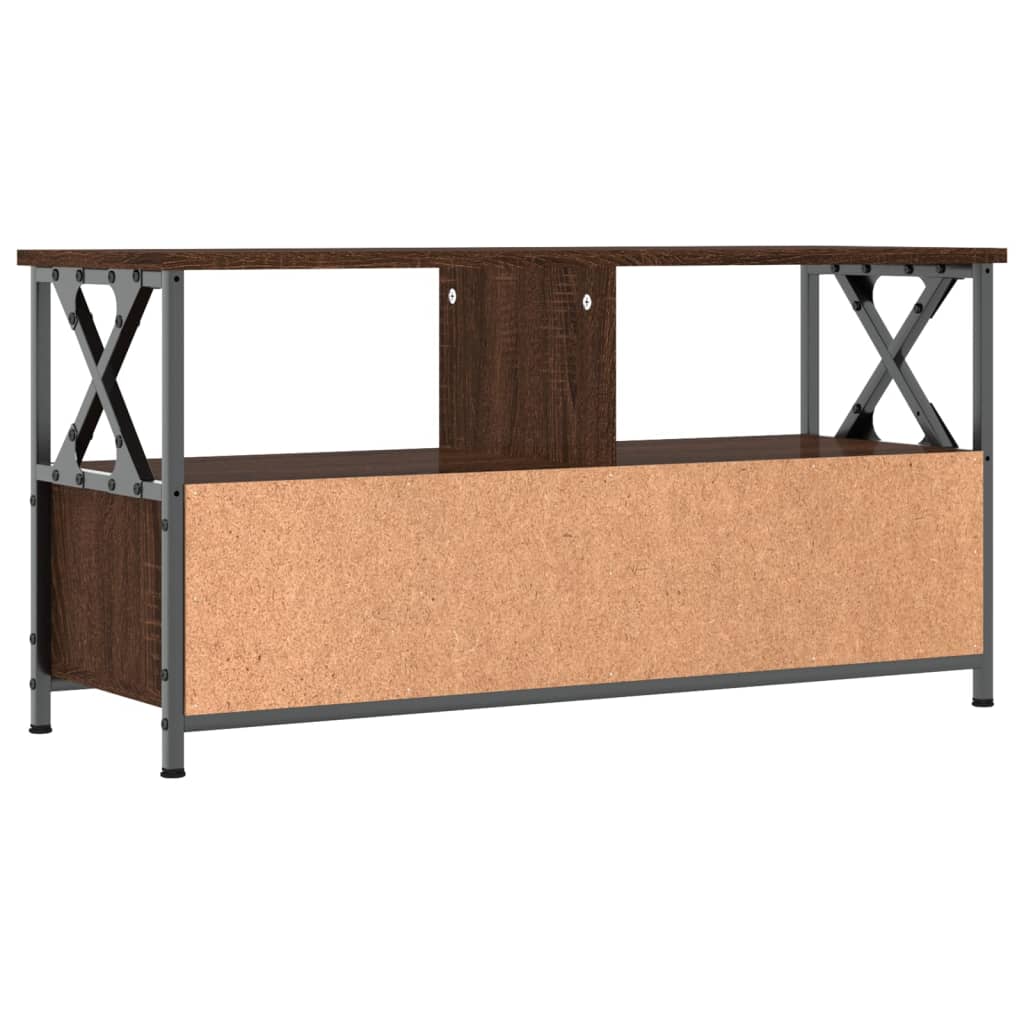 Tv-meubel 102x33x45 cm bewerkt hout en ijzer eikenkleur