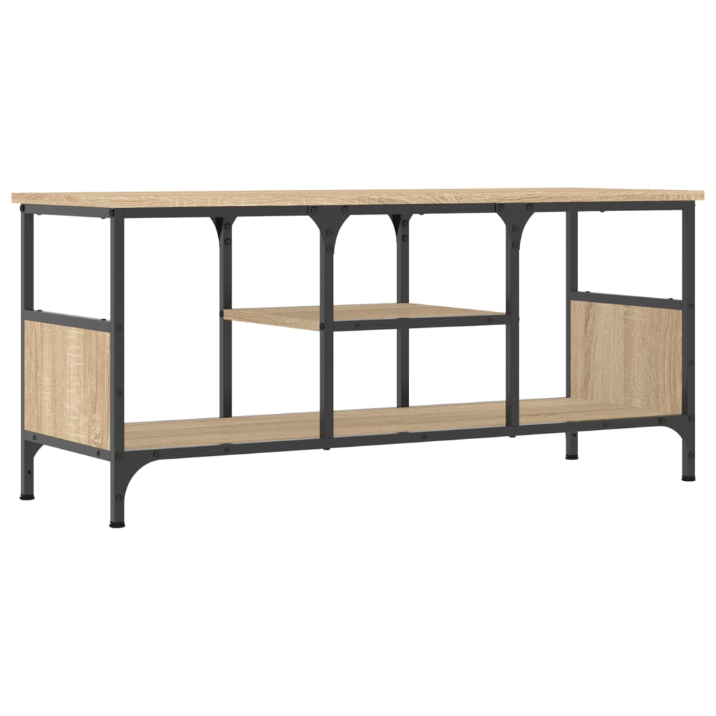 Tv-meubel 161x35x45 cm bewerkt hout en ijzer bruin eikenkleur