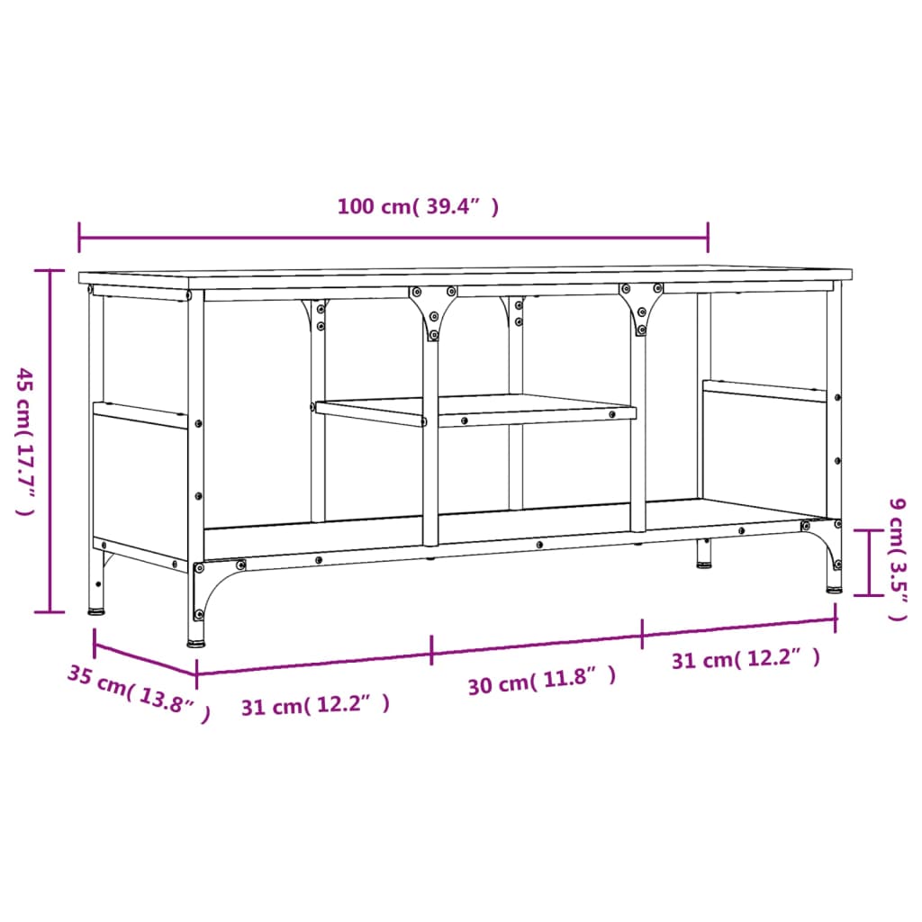 Tv-meubel 161x35x45 cm bewerkt hout en ijzer bruin eikenkleur