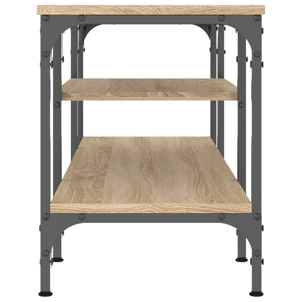 Tv-meubel 161x35x45 cm bewerkt hout en ijzer bruin eikenkleur