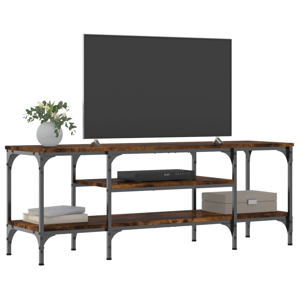 Tv-meubel 161x35x45 cm bewerkt hout en ijzer bruin eikenkleur