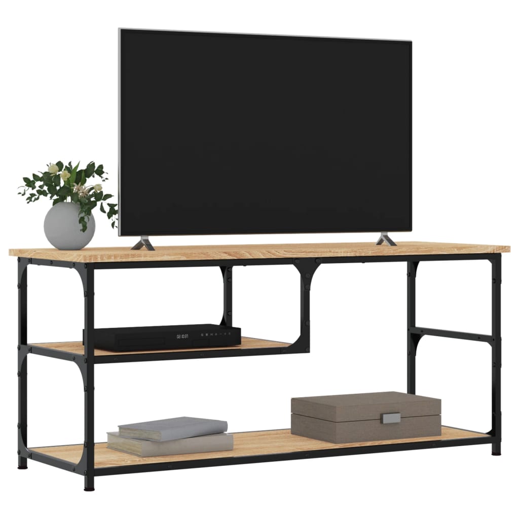 Tv-meubel 103x38x46,5 cm en bewerkt hout staal