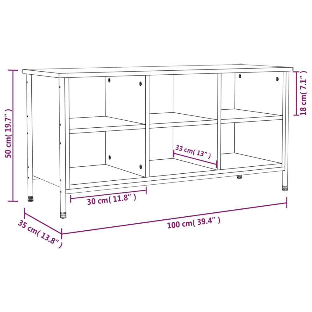 Schoenenkast 100x35x70 cm bewerkt hout